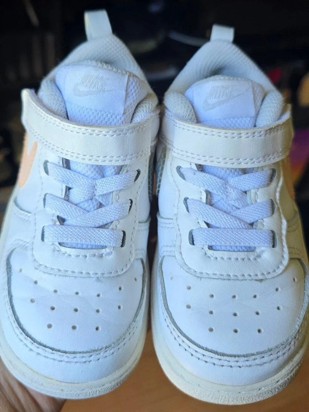 Sz 7C Toddler Kids NIKE COURT BOROUGH LOW RECRAFT Bungee Lace/Adjustable Strap